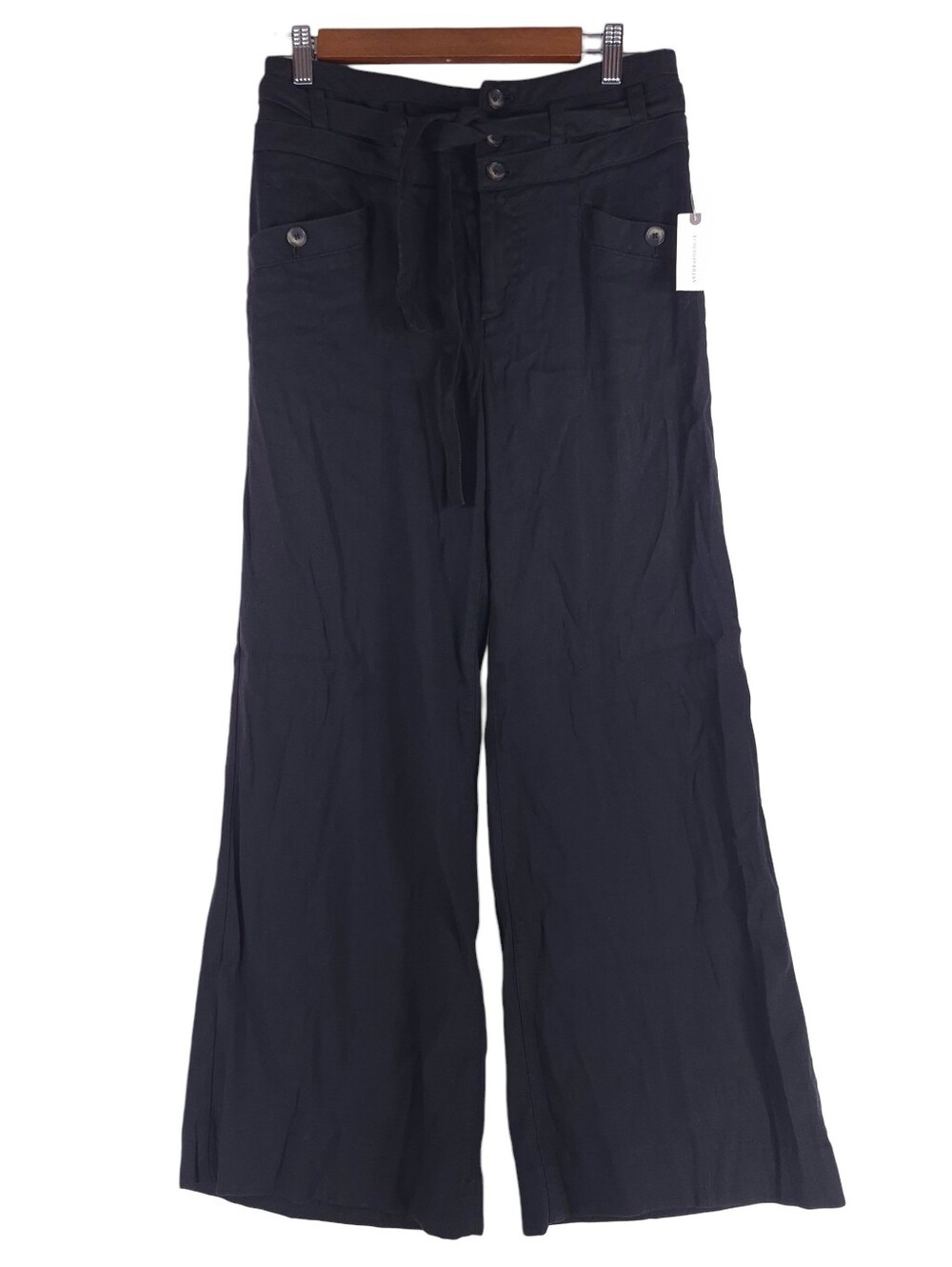 By Anthropologie Women’s Linen Belted Wide Leg Pants High-Rise Stretch - Size 0